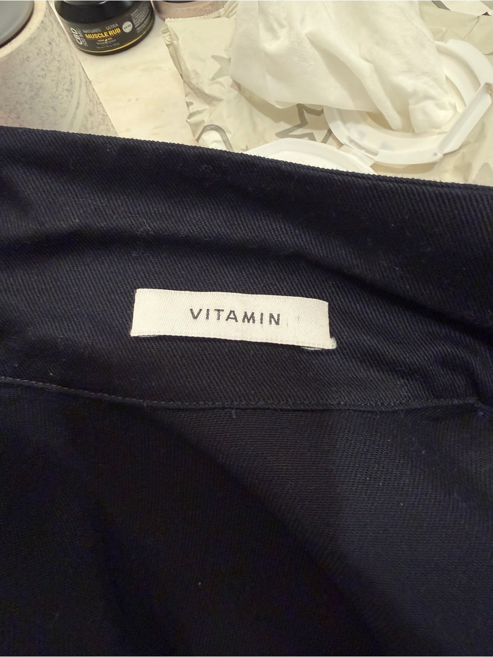 Vintage 90s Minimalist Navy Workwear Jacket USA Made Cotton Chore Coat Snap Up S - Picture 9 of 13